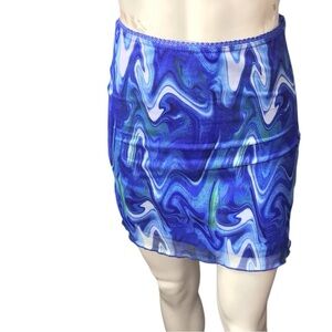 Princess Polly Blue and White Patterned Mini Skirt